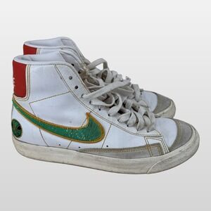 Nike Blazer Mid 77 Raygun GS 5Y White Leather Sequin Swoosh High Top Sneakers